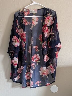 Caren Sport Floral Cardigan - Navy and Pink 2X